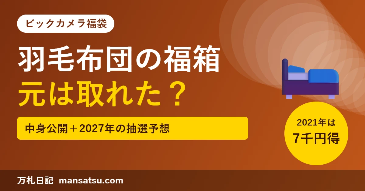 ビックカメラの羽毛布団の福箱の中身と元が取れたか